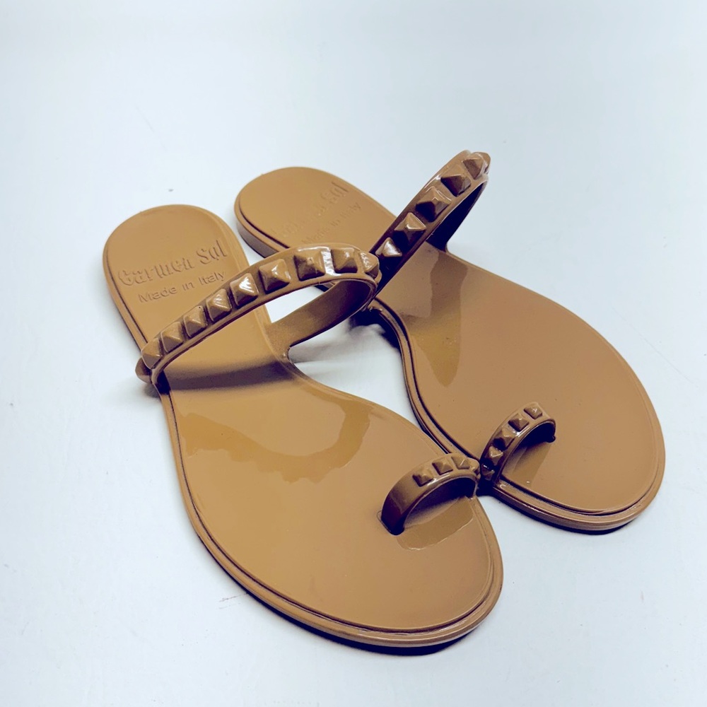 CARMEN SOL maria flat jelly sandal in nude size 8